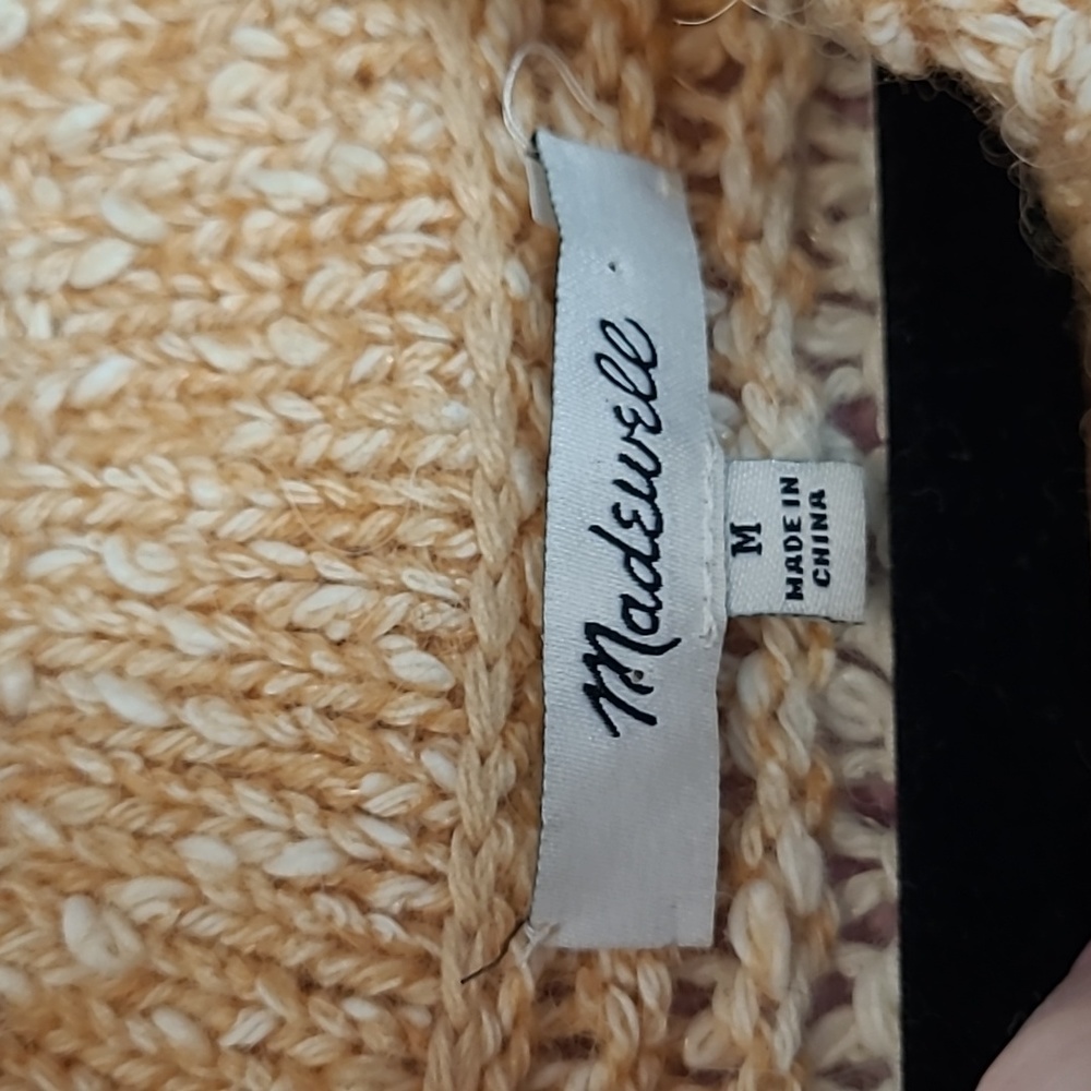 MADEWELL BAEZ PULLOVER IN STRIPE MARLED CARAMEL WOOL ALPCA OPEN KNIT MEDIUM - Picture 10 of 12